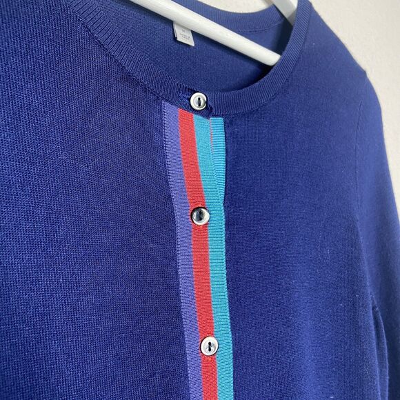 Halogen Navy Striped Detail Cardigan Sz M - Picture 2 of 6